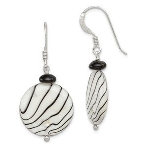 Sterling Silver Black Agate/MOP Earrin